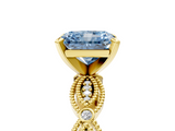 Yellow gold Fancy Blue Radiant  Solitaire Milgrain Diamond Engagement Ring with Bezel and Marquise Band_118