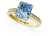 Yellow gold Fancy Blue Radiant  Solitaire Pavé Band Prong Setting Ring_21