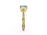 Yellow gold Fancy Blue Radiant  Solitaire Pavé Band Prong Setting Ring_22