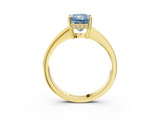 Yellow gold Fancy Blue Radiant  Solitaire Pavé Band Prong Setting Ring_23