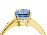 Yellow gold Fancy Blue Radiant  Solitaire Pavé Band Prong Setting Ring_24