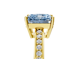 Yellow gold Fancy Blue Radiant  Solitaire Pavé Band Prong Setting Ring_25