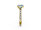 Yellow gold Fancy Blue Radiant  Solitaire Pavé Band with Four-Prong Setting_148