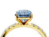 Yellow gold Fancy Blue Radiant  Solitaire Pavé Band with Four-Prong Setting_150