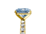 Yellow gold Fancy Blue Radiant  Solitaire Pavé Band with Four-Prong Setting_151