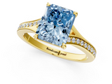 Yellow gold Fancy Blue Radiant  Solitaire Pavé Band with Four-Prong Setting_45