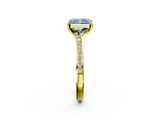 Yellow gold Fancy Blue Radiant  Solitaire Pavé Band with Four-Prong Setting_46