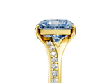 Yellow gold Fancy Blue Radiant  Solitaire Pavé Band with Four-Prong Setting_49