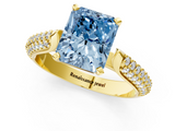 Yellow gold Fancy Blue Radiant  Solitaire Pavé Diamond Engagement Ring with Four-Prong Setting_117