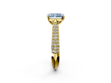 Yellow gold Fancy Blue Radiant  Solitaire Pavé Diamond Engagement Ring with Four-Prong Setting_118