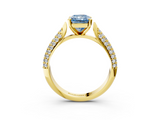 Yellow gold Fancy Blue Radiant  Solitaire Pavé Diamond Engagement Ring with Four-Prong Setting_119