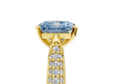 Yellow gold Fancy Blue Radiant  Solitaire Pavé Diamond Engagement Ring with Four-Prong Setting_121