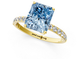 Yellow gold Fancy Blue Radiant  Solitaire Pavé Diamond Engagement Ring with Four-Prong Setting_51