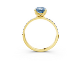 Yellow gold Fancy Blue Radiant  Solitaire Pavé Diamond Engagement Ring with Four-Prong Setting_53