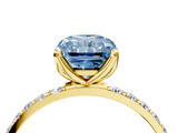 Yellow gold Fancy Blue Radiant  Solitaire Pavé Diamond Engagement Ring with Four-Prong Setting_54
