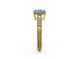 Yellow gold Fancy Blue Radiant  Solitaire Pavé Diamond Milgrain Engagement Ring with Four-Prong Setting_5