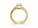 Yellow gold Fancy Blue Radiant  Solitaire Pavé Diamond Milgrain Engagement Ring with Four-Prong Setting_6