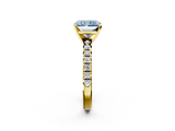 Yellow gold Fancy Blue Radiant  Solitaire Pave Diamond Engagement Ring with Four-Prong Setting_168
