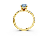 Yellow gold Fancy Blue Radiant  Solitaire Pave Diamond Engagement Ring with Four-Prong Setting_169