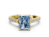 Yellow gold Fancy Blue Radiant  Solitaire Pave Diamond Engagement Ring with Prong Setting_20