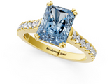 Yellow gold Fancy Blue Radiant  Solitaire Pave Diamond Engagement Ring with Prong Setting_21
