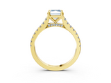 Yellow gold Fancy Blue Radiant  Solitaire Pave Diamond Engagement Ring with Prong Setting_23