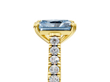Yellow gold Fancy Blue Radiant  Solitaire Pave Diamond Engagement Ring with Prong Setting_25