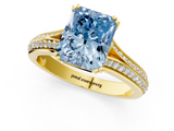 Yellow gold Fancy Blue Radiant  Solitaire Pave Split Shank Engagement Ring with Six-Prong Setting_34