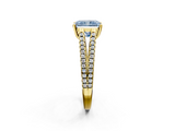 Yellow gold Fancy Blue Radiant  Solitaire Split Shank Pavé Diamond Engagement Ring_386
