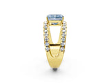 Yellow gold Fancy Blue Radiant  Solitaire Split Shank Pave Diamond Ring_51