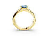 Yellow gold Fancy Blue Radiant  Solitaire Split Shank Pave Diamond Ring_52