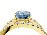 Yellow gold Fancy Blue Radiant  Solitaire Split Shank Pave Diamond Ring_53