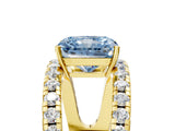 Yellow gold Fancy Blue Radiant  Solitaire Split Shank Pave Diamond Ring_54