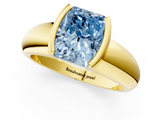 Yellow gold Fancy Blue Radiant  Solitaire Tension Set Diamond Ring with Wide Band_38