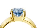 Yellow gold Fancy Blue Radiant  Solitaire Tension Set Diamond Ring with Wide Band_41