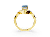 Yellow gold Fancy Blue Radiant  Solitaire Twist Band Pavé Diamond Engagement Ring_59