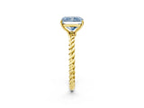 Yellow gold Fancy Blue Radiant  Solitaire Twist Band Ring with Four-Prong Setting_70