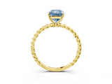 Yellow gold Fancy Blue Radiant  Solitaire Twist Band Ring with Four-Prong Setting_71