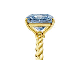 Yellow gold Fancy Blue Radiant  Solitaire Twist Band Ring with Four-Prong Setting_73