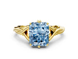 Yellow gold Fancy Blue Radiant  Solitaire Twist Band Six-Prong Setting 1