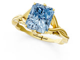 Yellow gold Fancy Blue Radiant  Solitaire Twist Band Six-Prong Setting 2