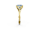 Yellow gold Fancy Blue Radiant  Solitaire Twist Band Six-Prong Setting 3
