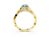 Yellow gold Fancy Blue Radiant  Solitaire Twist Band Six-Prong Setting 4