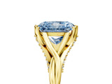 Yellow gold Fancy Blue Radiant  Solitaire Twist Band Six-Prong Setting