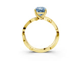 Yellow gold Fancy Blue Radiant  Solitaire Twist Band with Pavé Accents and Four-Prong Setting_23