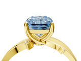Yellow gold Fancy Blue Radiant  Solitaire Twist Band with Pavé Accents and Four-Prong Setting_24