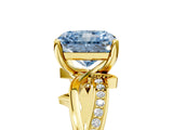 Yellow gold Fancy Blue Radiant  Solitaire Twist Band with Pavé Accents and Four-Prong Setting_25
