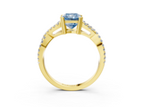 Yellow gold Fancy Blue Radiant  Solitaire Twist Band with Pavé Setting and Four-Prong Setting_39