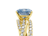 Yellow gold Fancy Blue Radiant  Solitaire Twist Band with Pavé Setting and Four-Prong Setting_85