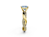 Yellow gold Fancy Blue Radiant  Solitaire Twist Band with Pave Prong Setting_42